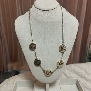 Tory Burch Gold and Silver Tone Medallion Necklace